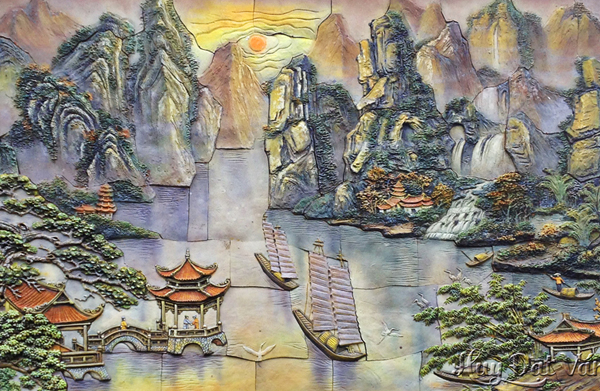 tranh gốm vinh quy giỗ tổ